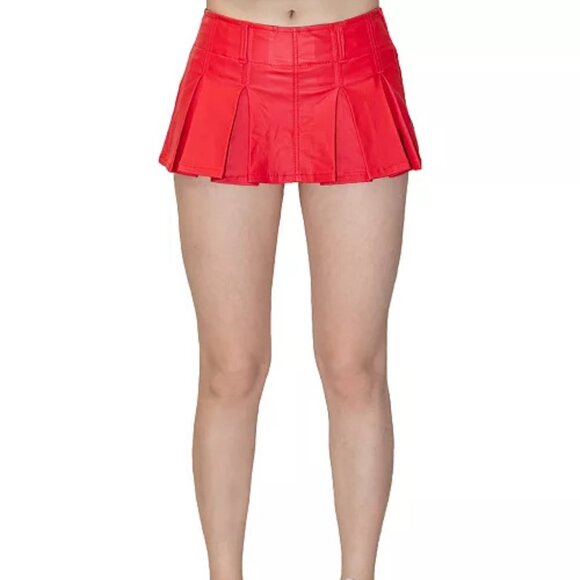 Madden Girl Juniors' Coated Pleated Mini Skort - Picture 1 of 4